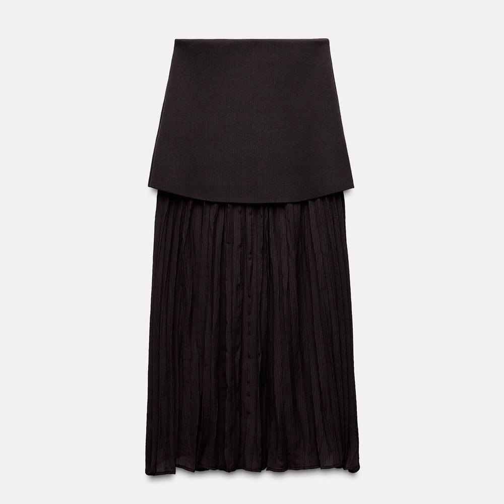 SOLD! Zara Mixed Pleated Skirt L - Picture 7 of 9